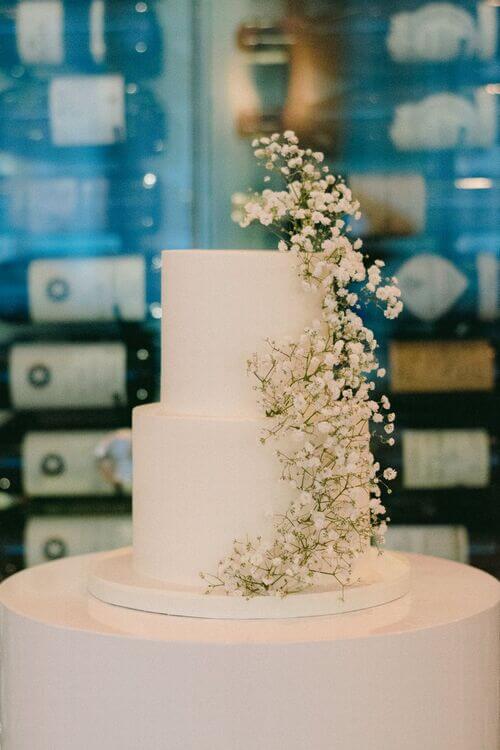 all white wedding cake