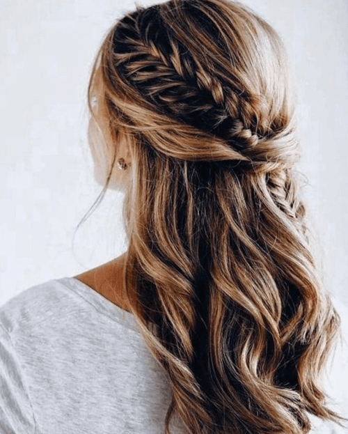 braided half up half down wedding hair