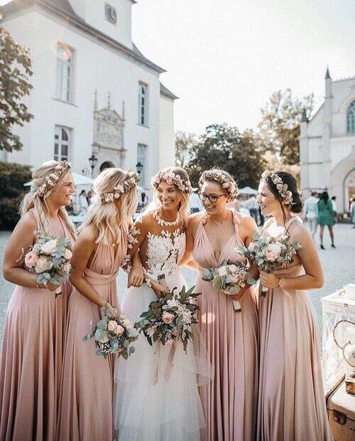 dusty rose and sage green bridesmaid dresses