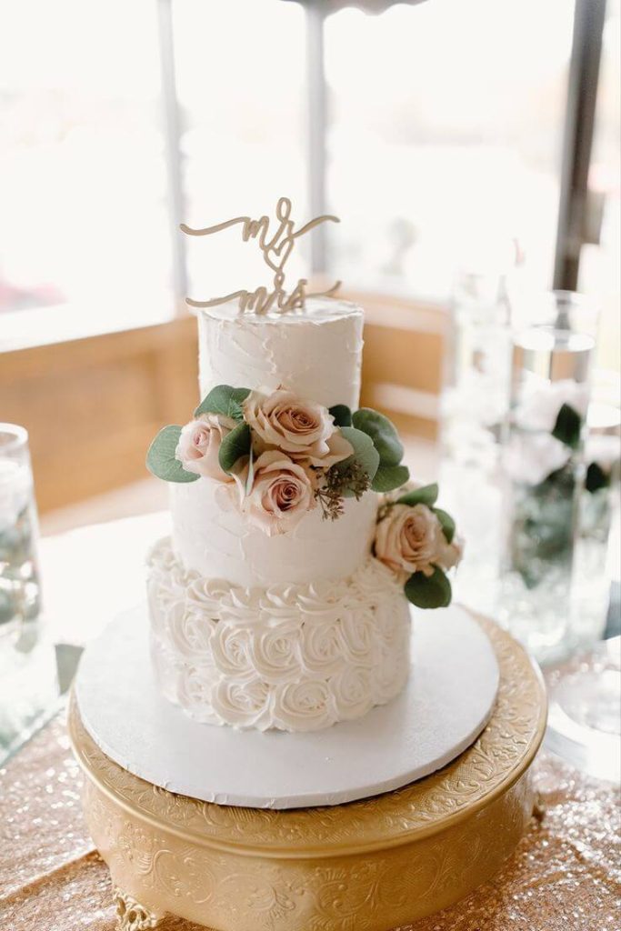 dusty rose sage green wedding cake