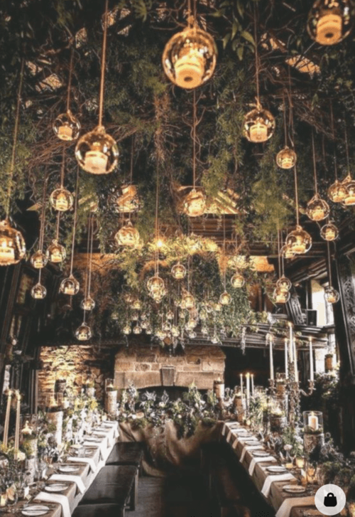 indoor enchanted forest wedding theme