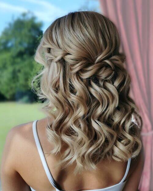 medium length half up wedding hairstyles 