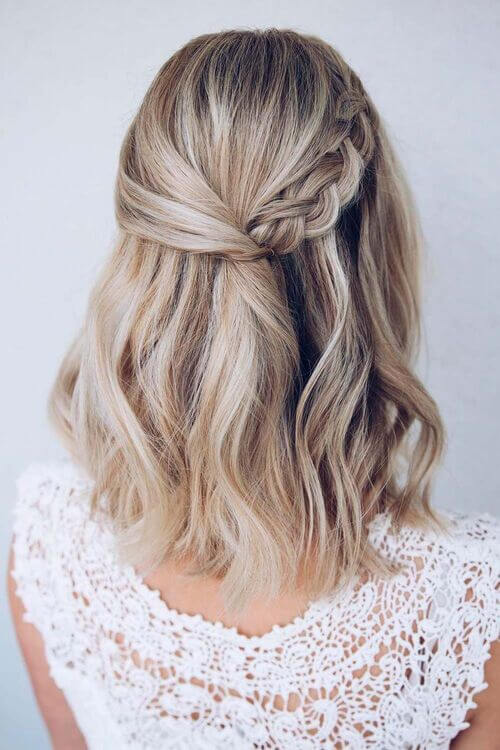 medium length half up wedding hairstyles elegant