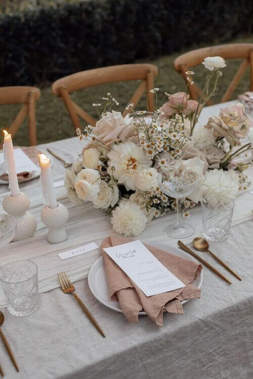 romantic dusty rose table setting