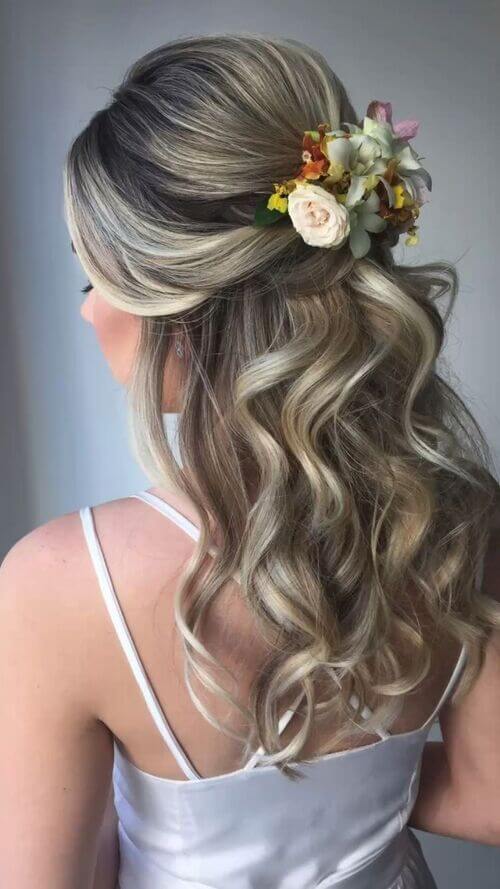 wedding hairstyles half up half down medium length