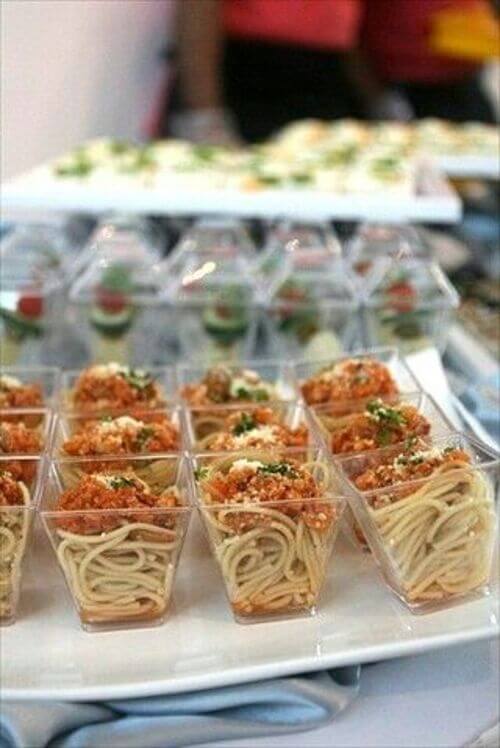 food in cups for wedding