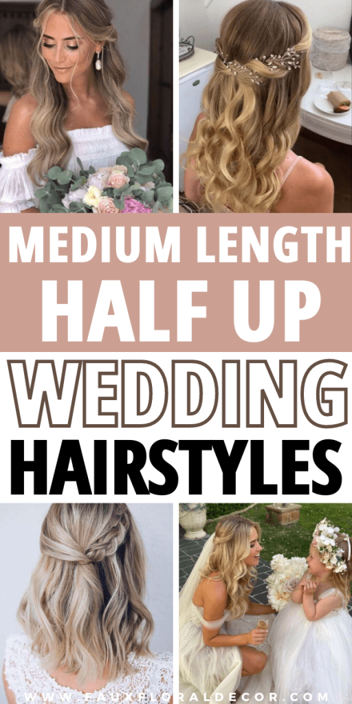 half up medium length wedding hairstyles