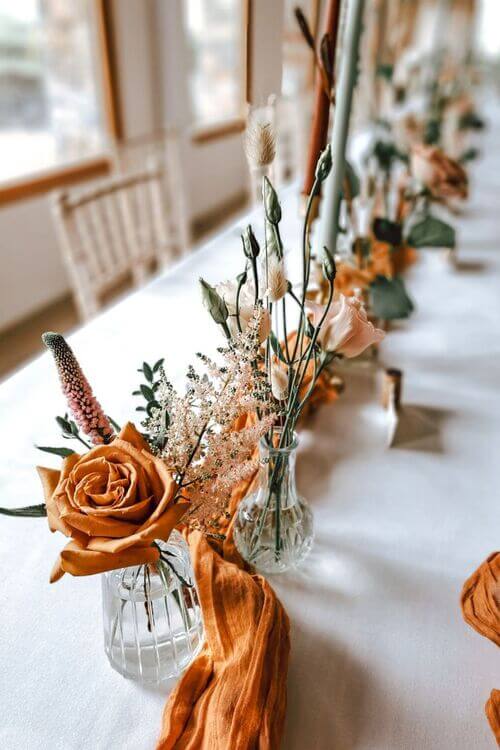 boho centerpiece with pampas grass