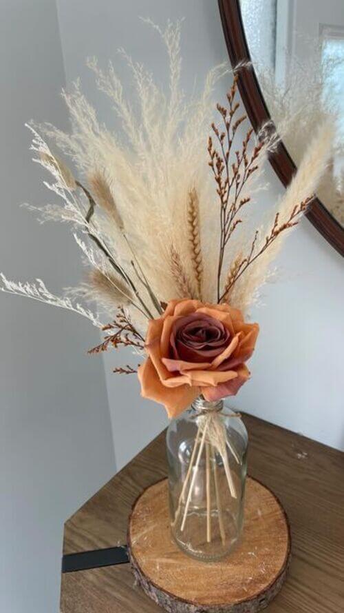 boho centerpiece with pampas grass