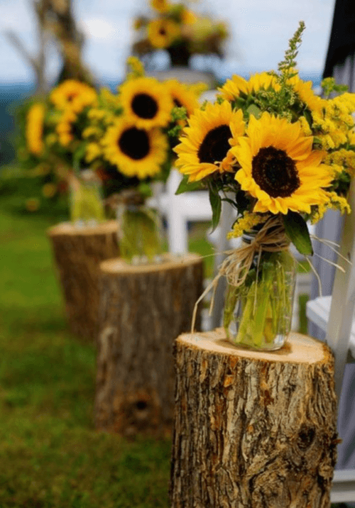 outdoor farm wedding sunflower
