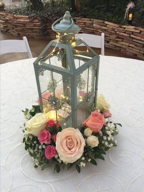floral lantern centerpiece