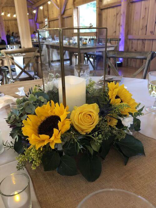 lantern sunflower centerpiece for wedding