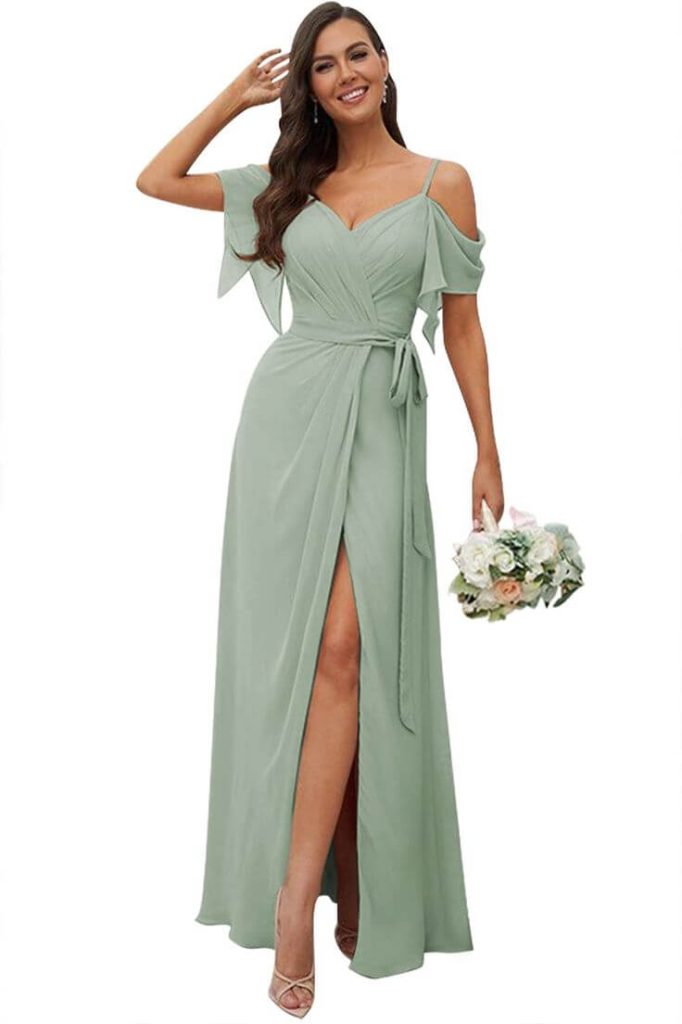 Mint green flowing gown
