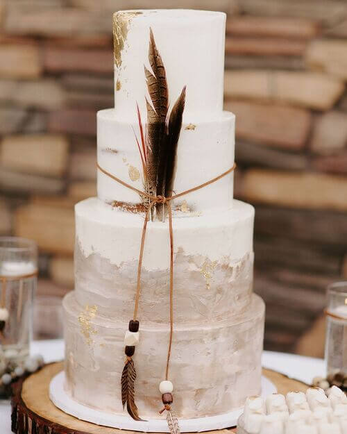 boho themed wedding cake