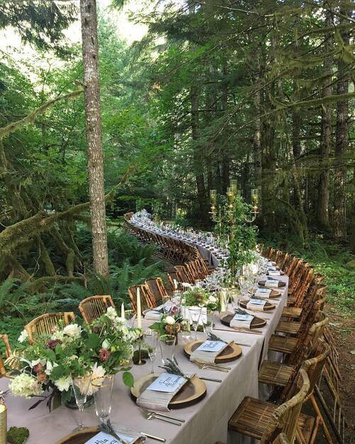boho wedding table forest
