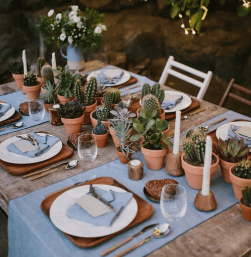 cute table setting for boho wedding
