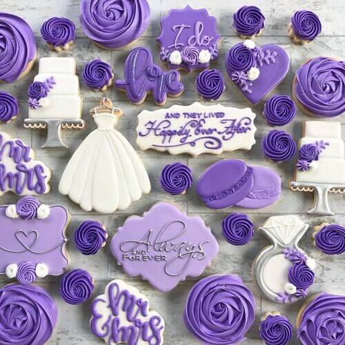 Pretty Purple Wedding Cookies