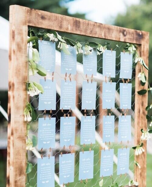 Rustic wedding chicken wire bulletin board