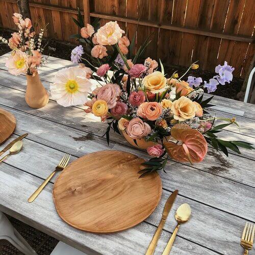 Rustic wooden table setting
