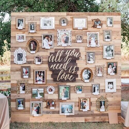 Photo wall at wedding
