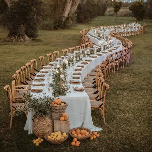 country wedding serpentine table