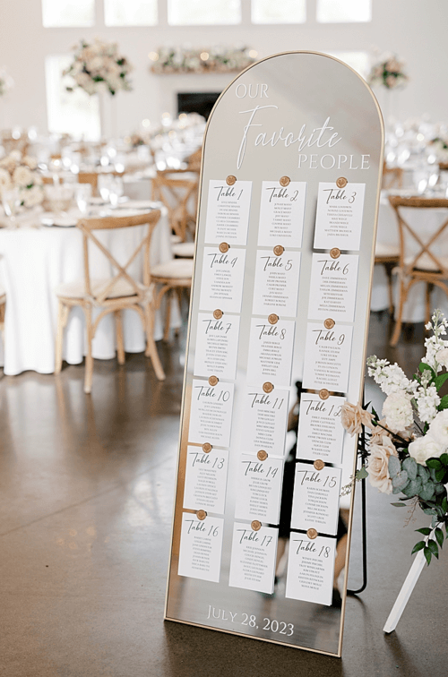 mirror seating chart wedding