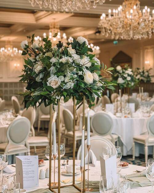 tall centerpieces round table wedding