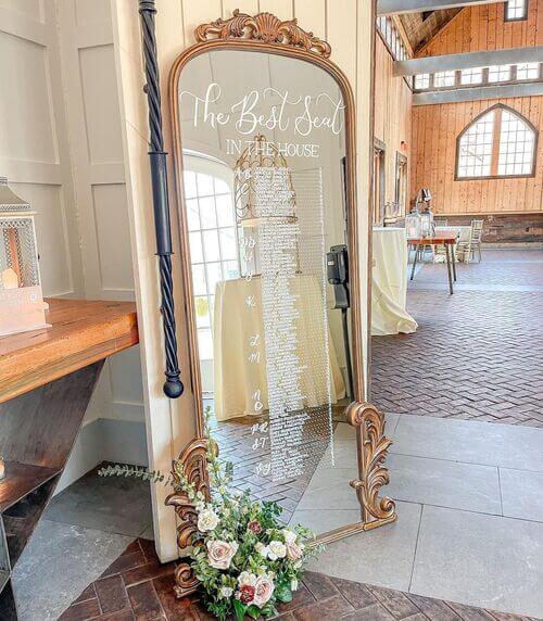 wedding seating chart on mirror
