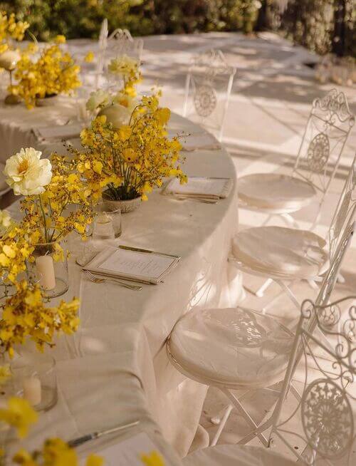 yellow centerpieces round table