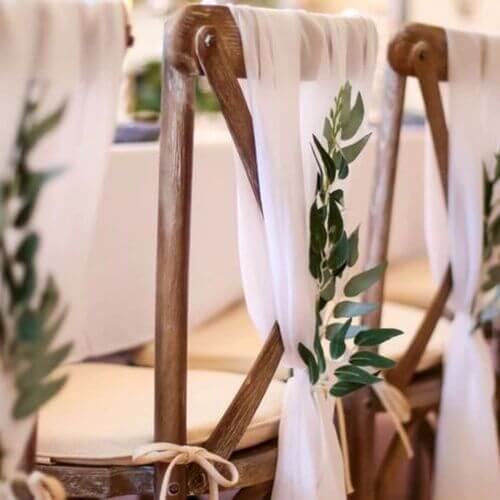 Olive branch on weddingchair decor