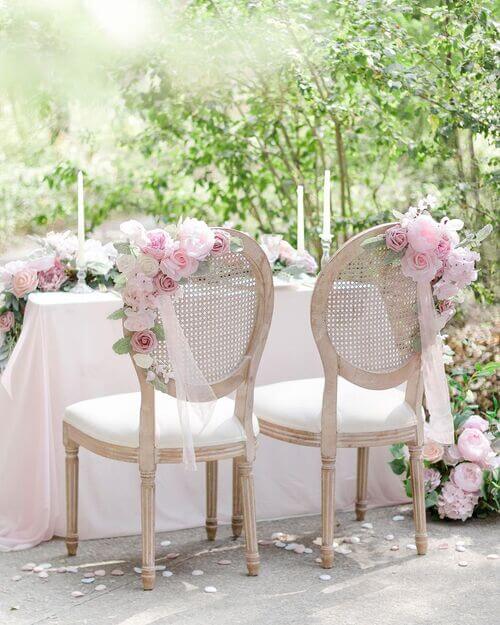 Peonies and roses wedding chair decor