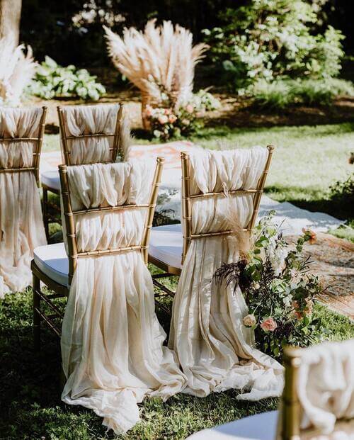 Veil looking material on wedding chair decor