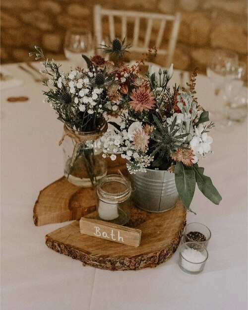 Rustic centerpiece wedding table decor
