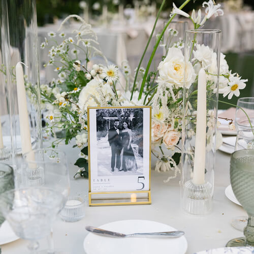 Photo frame table number wedding table decor