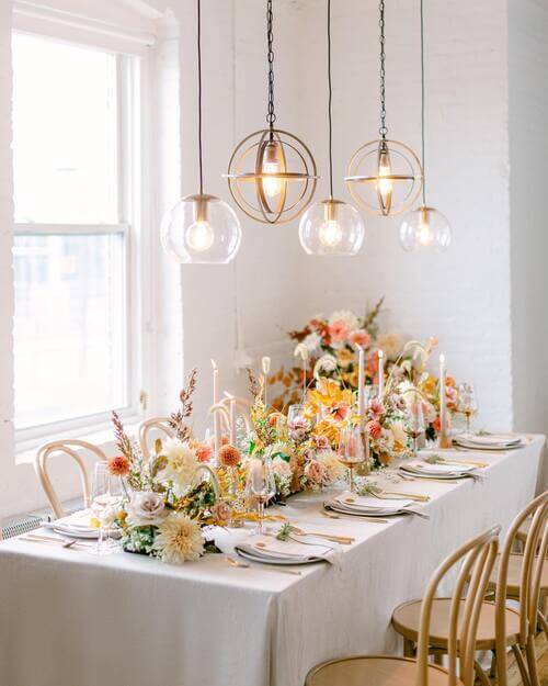 Fall wedding table scape minimalistic