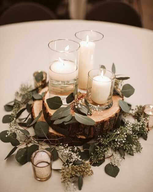 Rustic table center piece wedding candles