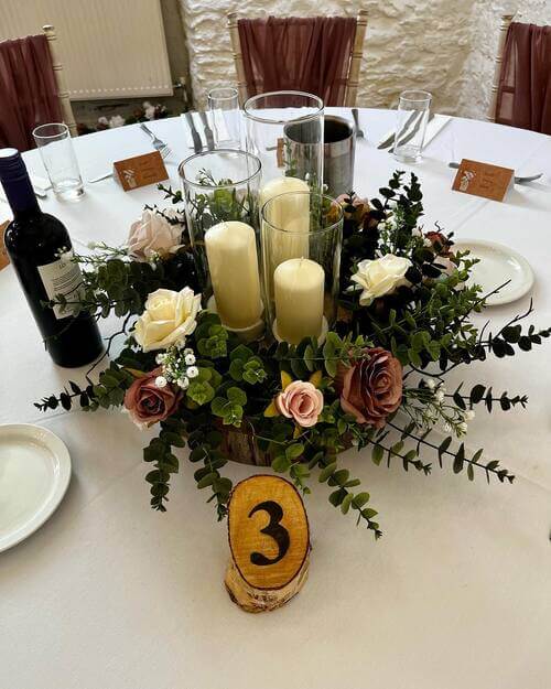 Rustic wedding table center piece painted stone