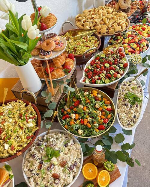 Buffet-style wedding appetizers