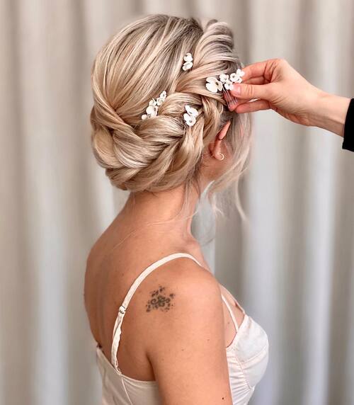 Braided romantic wedding updo