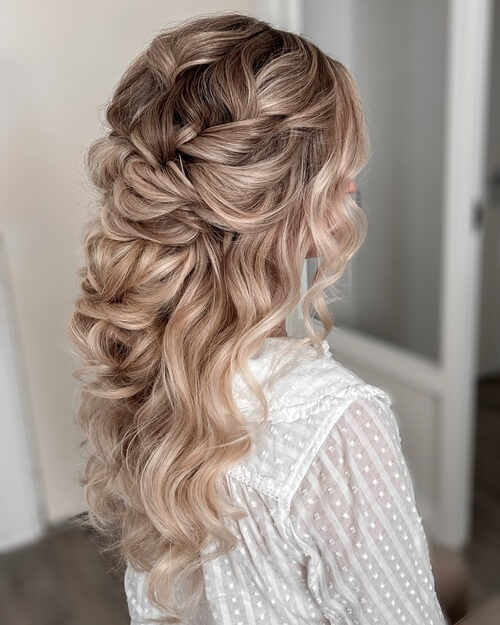 Messy braid romantic wedding hairstyle