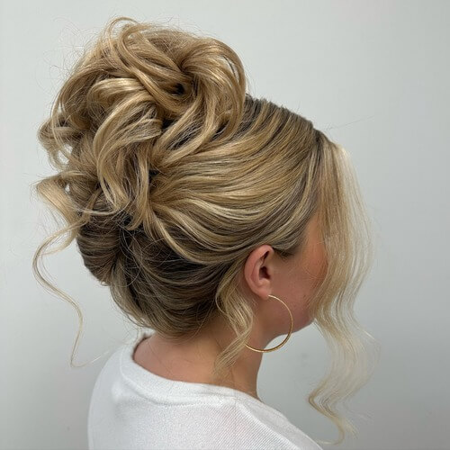 Wedding up-do high bun pinned-back style