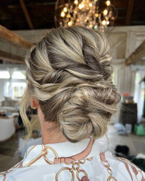 Twisted and pinned-back wedding up-do