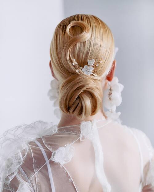 Slicked back wedding up-do