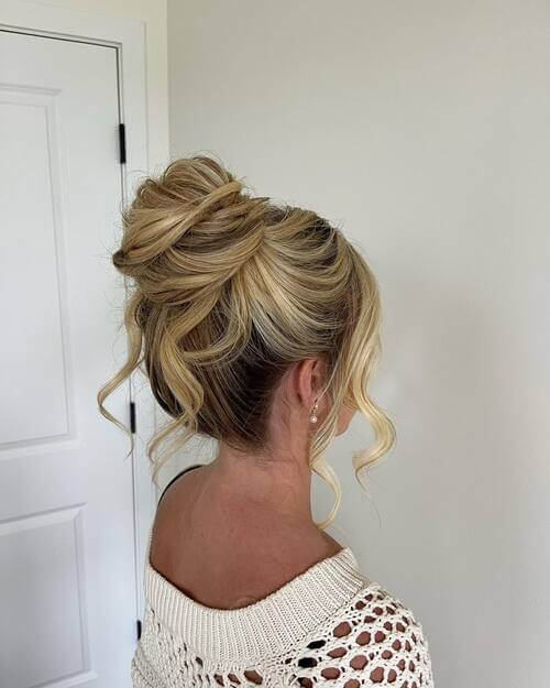 Messy bun wedding up-do