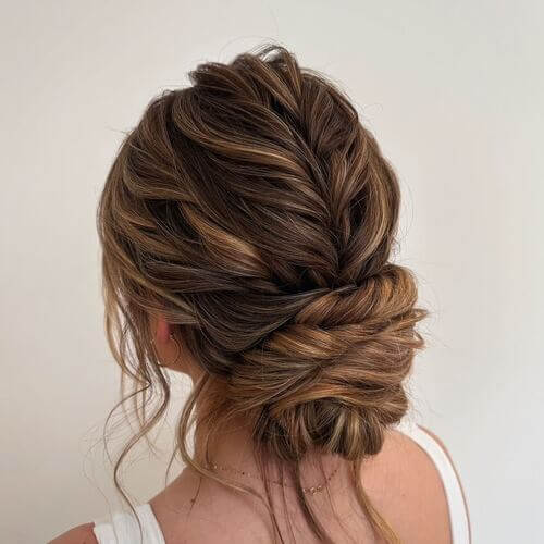 Romantic wedding up-do twisted pinned back