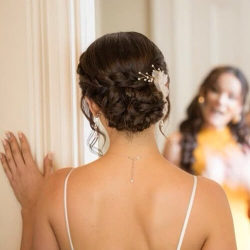 Braided bun wedding up-do