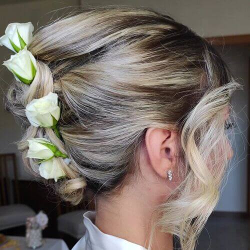 Wedding up-do with roses