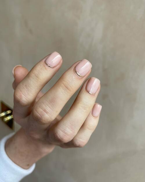 Bridal nails with gold accent 