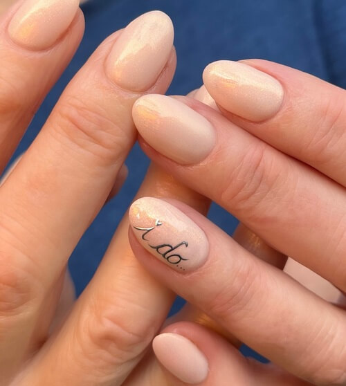 Simple bridal nails with I do