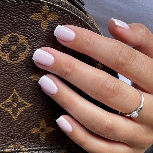 Simple solid color bridal nails